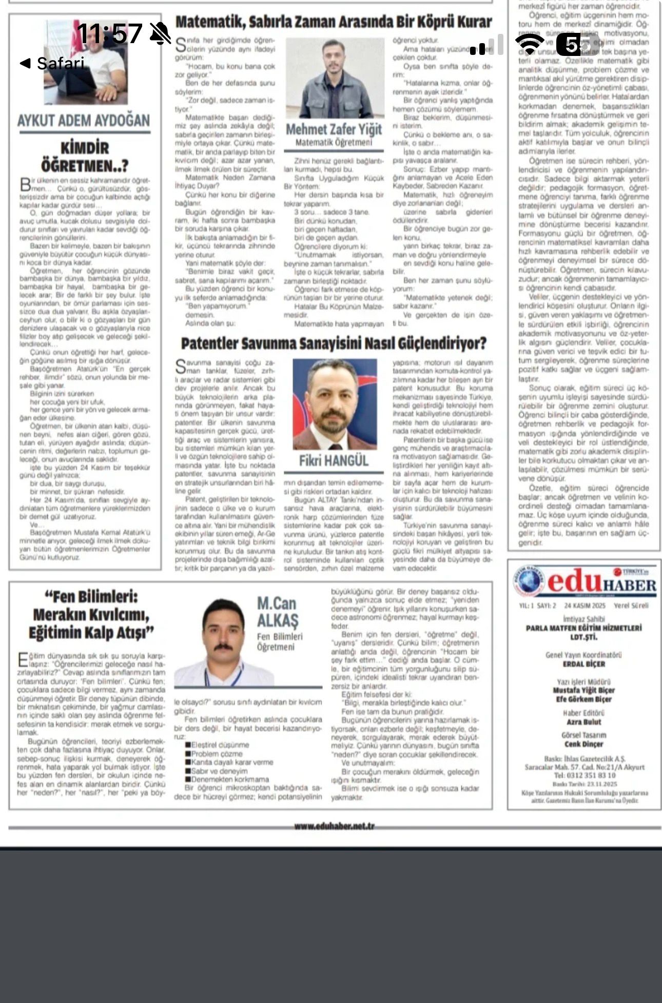 Can Alkaş EduHaber Gazetesi Fen Bilimleri Köşe Yazısı - Merakın Kıvılcımı